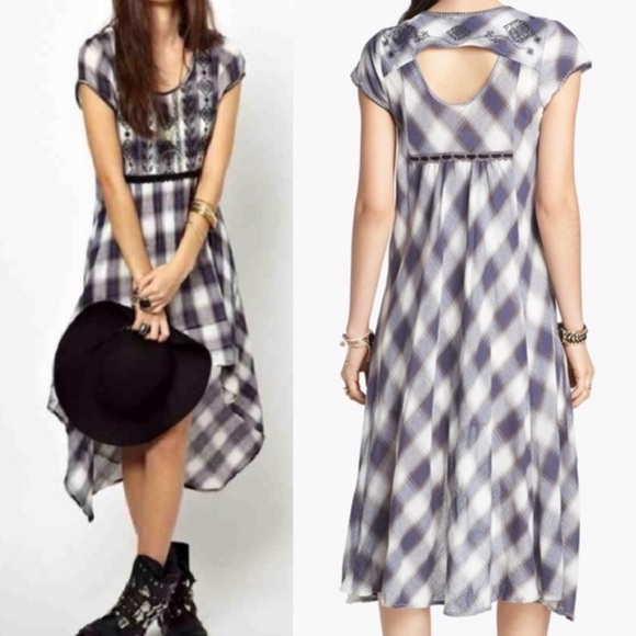 Free People Dresses & Skirts - Free People Rad for Plaid high low hem dress with cut out back